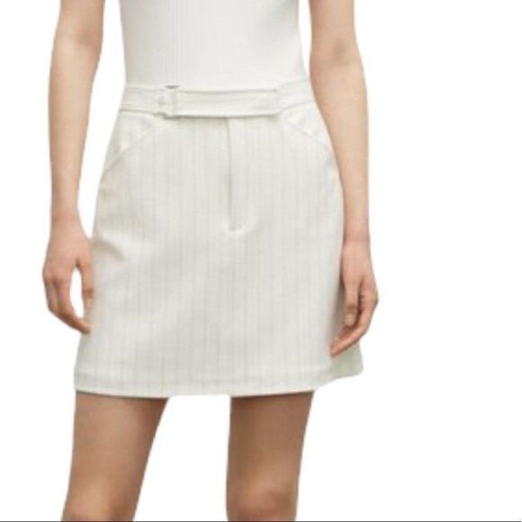 Club Monaco Suiting Mini Skirt Belted Pinstripe Pockets Nautical - Picture 2 of 11